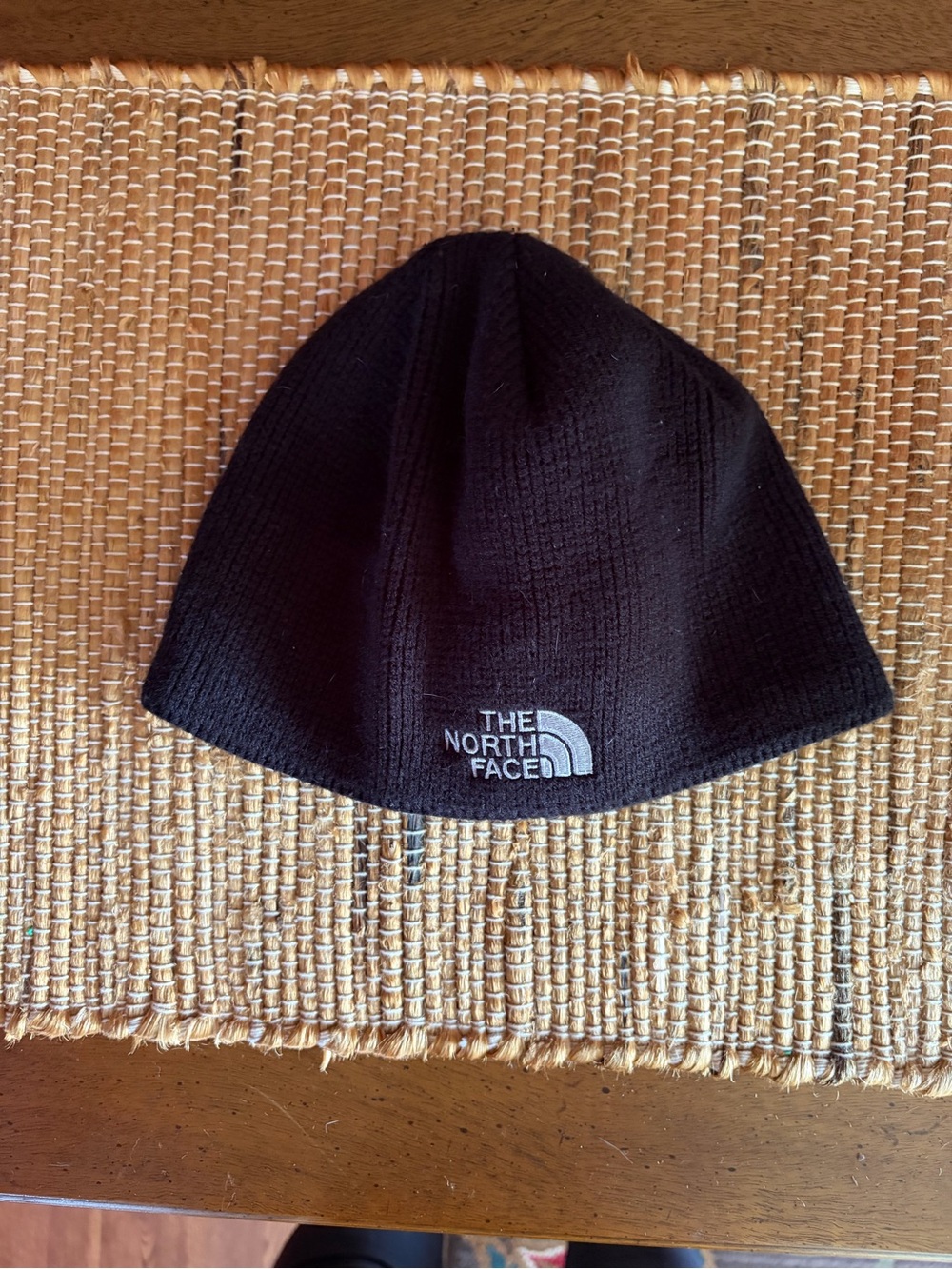 The North Face Black Knit Beanie with White Logo